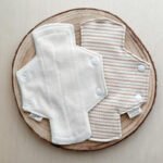 Compresa de tela mediana interior beige exterior rayas Glarual Ecoshop